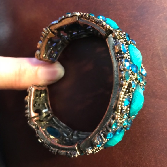 🦋 Turquoise & Blue in a spectacular gold bracelet - Picture 3 of 7